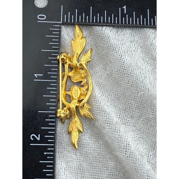 Vintage Joan Rivers Flower Brooch Double Gold Tone Enamel - Picture 6 of 7